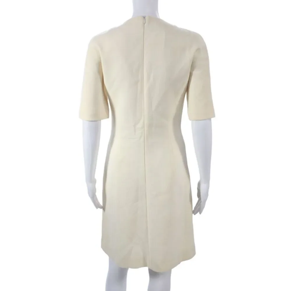 Michael Kors Womens Sheath Dress Ivory Virgin Wool Zip Short Sleeve Size 4